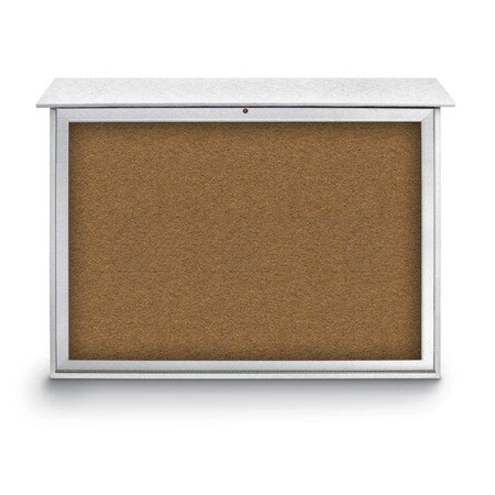 United Visual Products Indoor Enclosed Combo Board, 42"x32", Satin Frame/Wht Porc & Ultramarine UVCB4232-WHTPORC-ULTMAR
